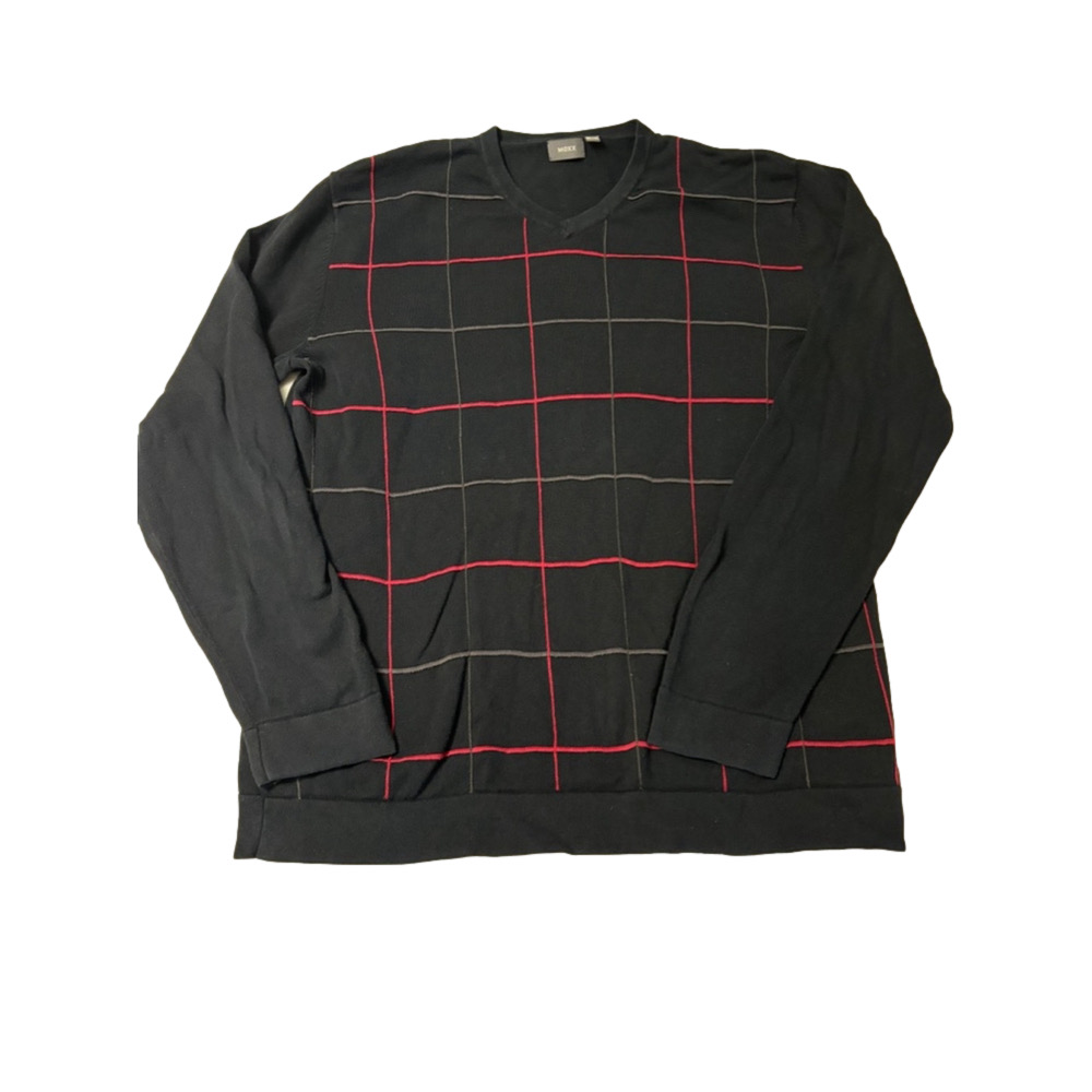 Men's Mexx Black Red Plaid Sweater XL